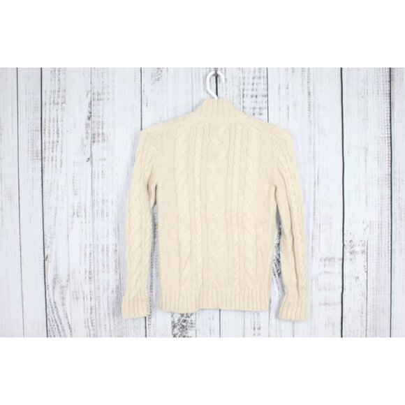 LL Bean Double L Cable Sweater Zip Cardigan Cream Size XS - Picture 7 of 10
